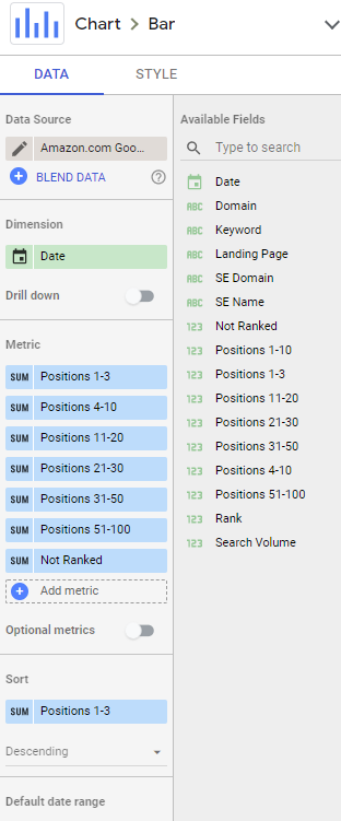 bar chart settings