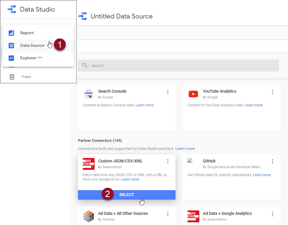 select Supermetrics connector