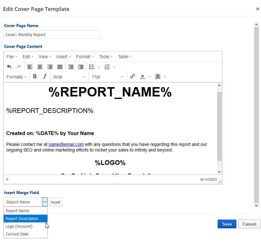 add content to cover page