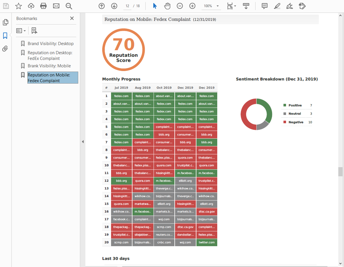 Reputation Management PDF Report