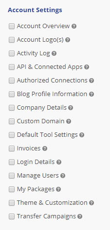 User account settings