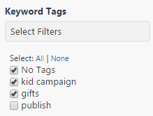 filter results by keyword tag
